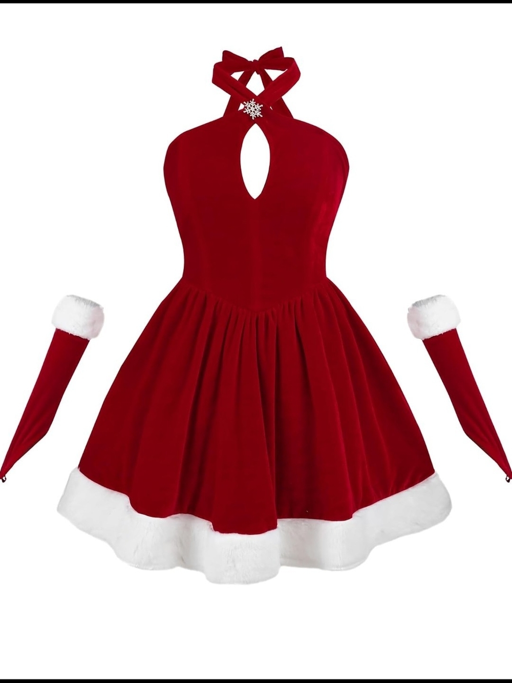 Women Santa Dress Mrs Claus Costume Christmas Velvet Mini Dresses Santa Outfit
